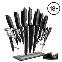 Thumbnail for GOMINIMO 17 Piece Kitchen Knife Set with Acrylic Knife Block (Black and Transparent)