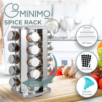 Thumbnail for Gominimo Quadrate Rotating Spice Rack Organizer (20 Jars) with Label Sticker and Silicone Funnel