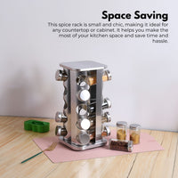 Thumbnail for Gominimo Quadrate Rotating Spice Rack Organizer (20 Jars) with Label Sticker and Silicone Funnel