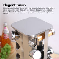 Thumbnail for Gominimo Quadrate Rotating Spice Rack Organizer (20 Jars) with Label Sticker and Silicone Funnel