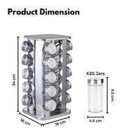 Thumbnail for Gominimo Quadrate Rotating Spice Rack Organizer (20 Jars) with Label Sticker and Silicone Funnel