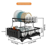 Thumbnail for Gominimo 2 Tier Dish Drying Rack with Drain Board and Drip Tray Kitchen Counter
