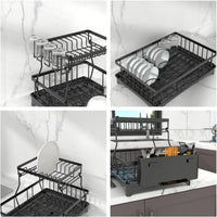 Thumbnail for Gominimo 2 Tier Dish Drying Rack with Drain Board and Drip Tray Kitchen Counter