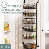 Thumbnail for GOMINIMO 6 Tier Adjustable Baskets Over the Door Pantry Organizer (Black)