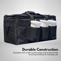 Thumbnail for GOMINIMO Insulated Food Delivery Bag with Cup Holders (Black & Grey)