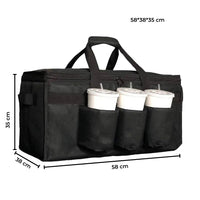 Thumbnail for GOMINIMO Insulated Food Delivery Bag with Cup Holders (Black & Grey)