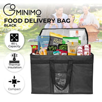 Thumbnail for GOMINIMO 80L Large Insulated Food Delivery Bag with Zipper Closure (Black)