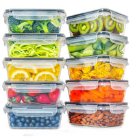 Thumbnail for GOMINIMO 10 Pack Rectangular Airtight Food Storage Container Set (Transparent and Black)