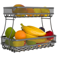 Thumbnail for GOMINIMO Detachable 2 Tier Rectangle Wire Countertop Fruit Basket Bowl (Black)