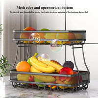 Thumbnail for GOMINIMO Detachable 2 Tier Rectangle Wire Countertop Fruit Basket Bowl (Black)