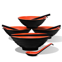 Thumbnail for GOMINIMO 4 Sets (12 Piece) Noodle Soup Bowl Dishware with Matching Spoon and Chopsticks (Red and Black)