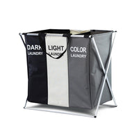 Thumbnail for GOMINIMO 135L Foldable Laundry Cloth Hamper with 3 Sections (White+Grey+Black)