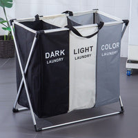 Thumbnail for GOMINIMO 135L Foldable Laundry Cloth Hamper with 3 Sections (White+Grey+Black)