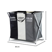 Thumbnail for GOMINIMO 135L Foldable Laundry Cloth Hamper with 3 Sections (White+Grey+Black)