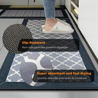Thumbnail for GOMINIMO 2 PCS Washable Non Slip Absorbent Kitchen Floor Mat (44x80+44x150cm, Black Lucky Clover)
