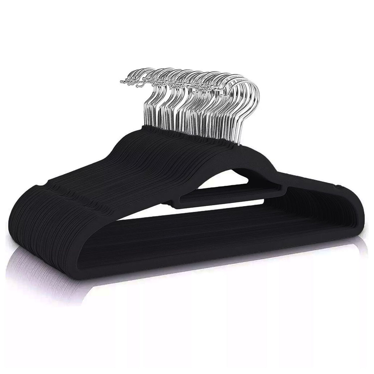 GOMINIMO 30 Pack of Non-Slip Velvet Suit Hangers with Tie Organisers (Black)