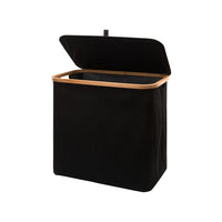Thumbnail for GOMINIMO Folding Bamboo & Canvas Laundry Hamper with Single Lid (Black)