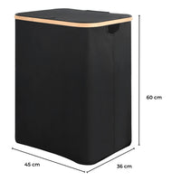 Thumbnail for GOMINIMO Folding Bamboo & Canvas Laundry Hamper with Single Lid (Black)