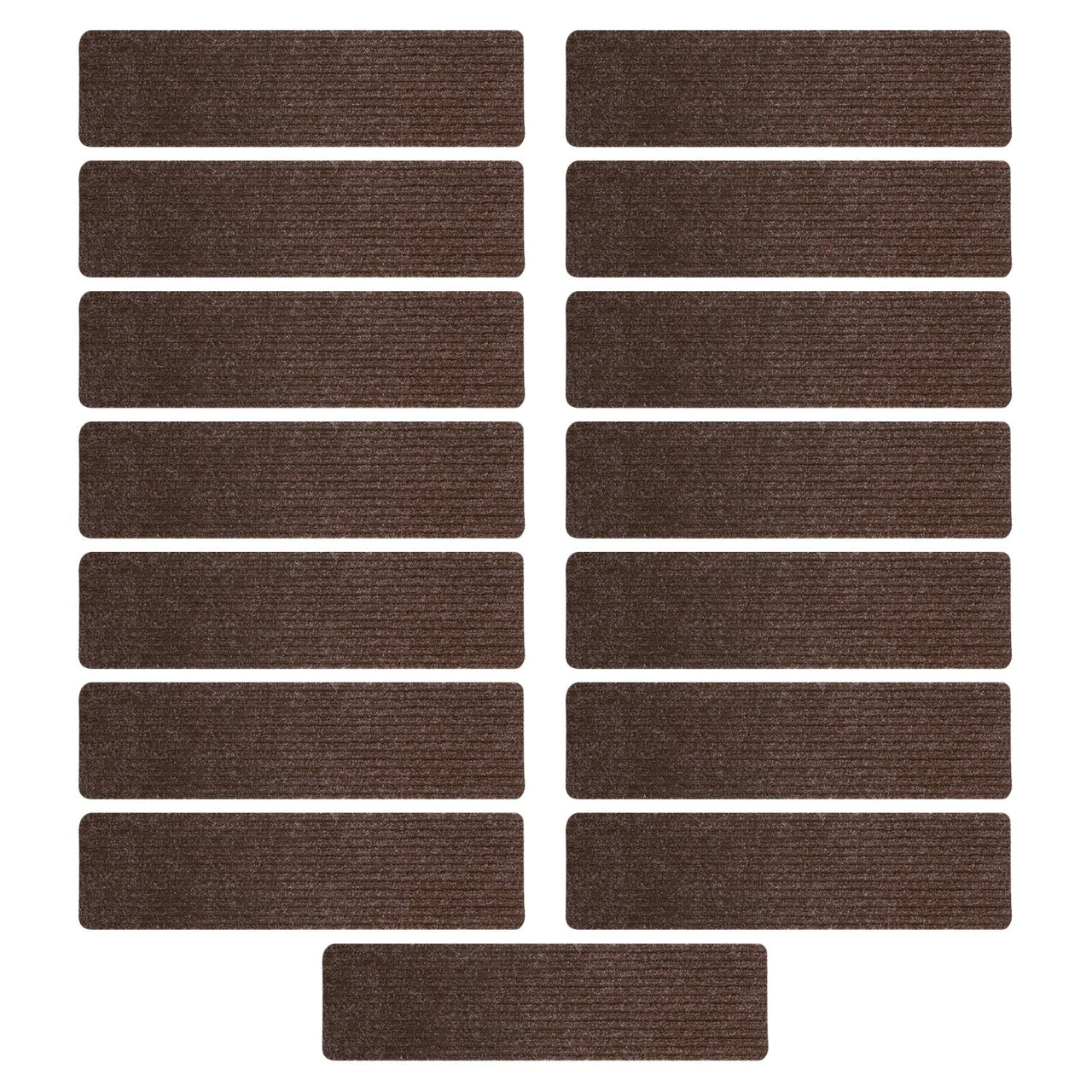 GOMINIMO Set of 15 Non Slip Carpet Stair Tread 20.3 x76cm (Brown)