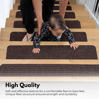 Thumbnail for GOMINIMO Set of 15 Non Slip Carpet Stair Tread 20.3 x76cm (Brown)