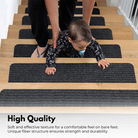 Thumbnail for GOMINIMO Set of 15 Non Slip Carpet Stair Tread 20.3 x76cm (Grey)