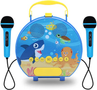 Thumbnail for GOMINIMO Kids Portable Karaoke with Two Microphones (Round, Blue Shark)