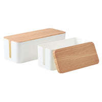 Thumbnail for GOMINIMO Set of Two Cable Management Box with Wood Pattern Lid (White)