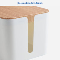 Thumbnail for GOMINIMO Set of Two Cable Management Box with Wood Pattern Lid (White)