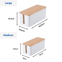 Thumbnail for GOMINIMO Set of Two Cable Management Box with Wood Pattern Lid (White)