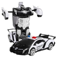 Thumbnail for GOMINIMO Transform Car Robot Police Car with Remote Control (White Black) GO-TCR-102-FM
