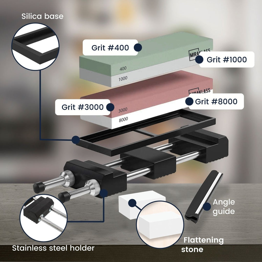 Miraklass Sharpening Stone Set (400/1000+3000/8000 Grit)