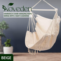 Thumbnail for NOVEDEN Hammock Chair Hanging Rope Swing with 2 Seat Cushions Included (Beige)