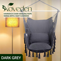 Thumbnail for NOVEDEN Hammock Chair Hanging Rope Swing with 2 Seat Cushions Included (Dark Grey)