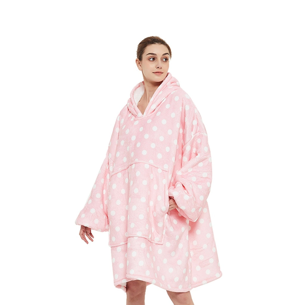 GOMINIMO Hoodie Blanket Light Pink Polka Dot
