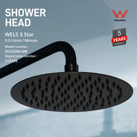 Thumbnail for ShowerHead: Mavis: Shower head - Round 200mm - Matt Black (SH23200-MB)
