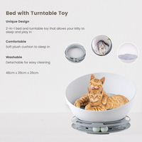 Thumbnail for Floofi Pet Bed Cat 2 in 1 With Turntable Toy (Grey)