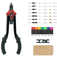 Thumbnail for RYNOMATE 157PCS Heavy Duty Nut Rivet Gun Riveting Kit Thread M3-12