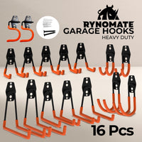 Thumbnail for RYNOMATE 16 Pack Garage Hooks Heavy Duty (Orange)