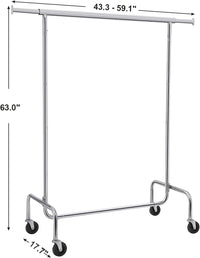 SONGMICS Heavy Duty Clothes Rack on Wheels Metal Chrome Extendable ...