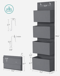 Thumbnail for SONGMICS Hanging Closet Organizers and Storage with 4 Compartments Gray