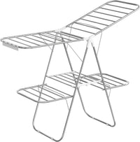 Thumbnail for SONGMICS Foldable 2-Level Large Clothes Drying Rack with Adjustable Wings 33 Drying Rails and Clips Silver and White