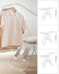 Thumbnail for SONGMICS Foldable Clothes Drying Rack with Adjustable Wings Stainless Steel White and Silver