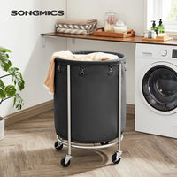 Thumbnail for SONGMICS Laundry Basket with Wheels with Steel Frame and Removable Bag Black