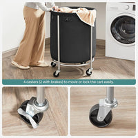 Thumbnail for SONGMICS Laundry Basket with Wheels with Steel Frame and Removable Bag Black