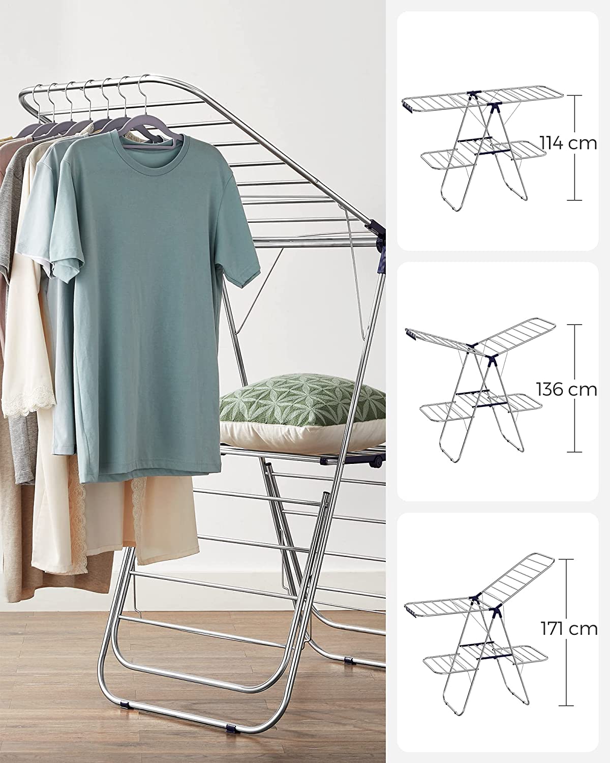 SONGMICS Foldable 2-Level Clothes Airer