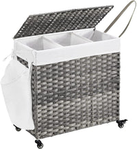 Thumbnail for SONGMICS Laundry Hamper with Lid and Wheels 140L Grey