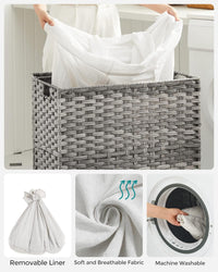 Thumbnail for SONGMICS Laundry Hamper with Lid and Wheels 140L Grey