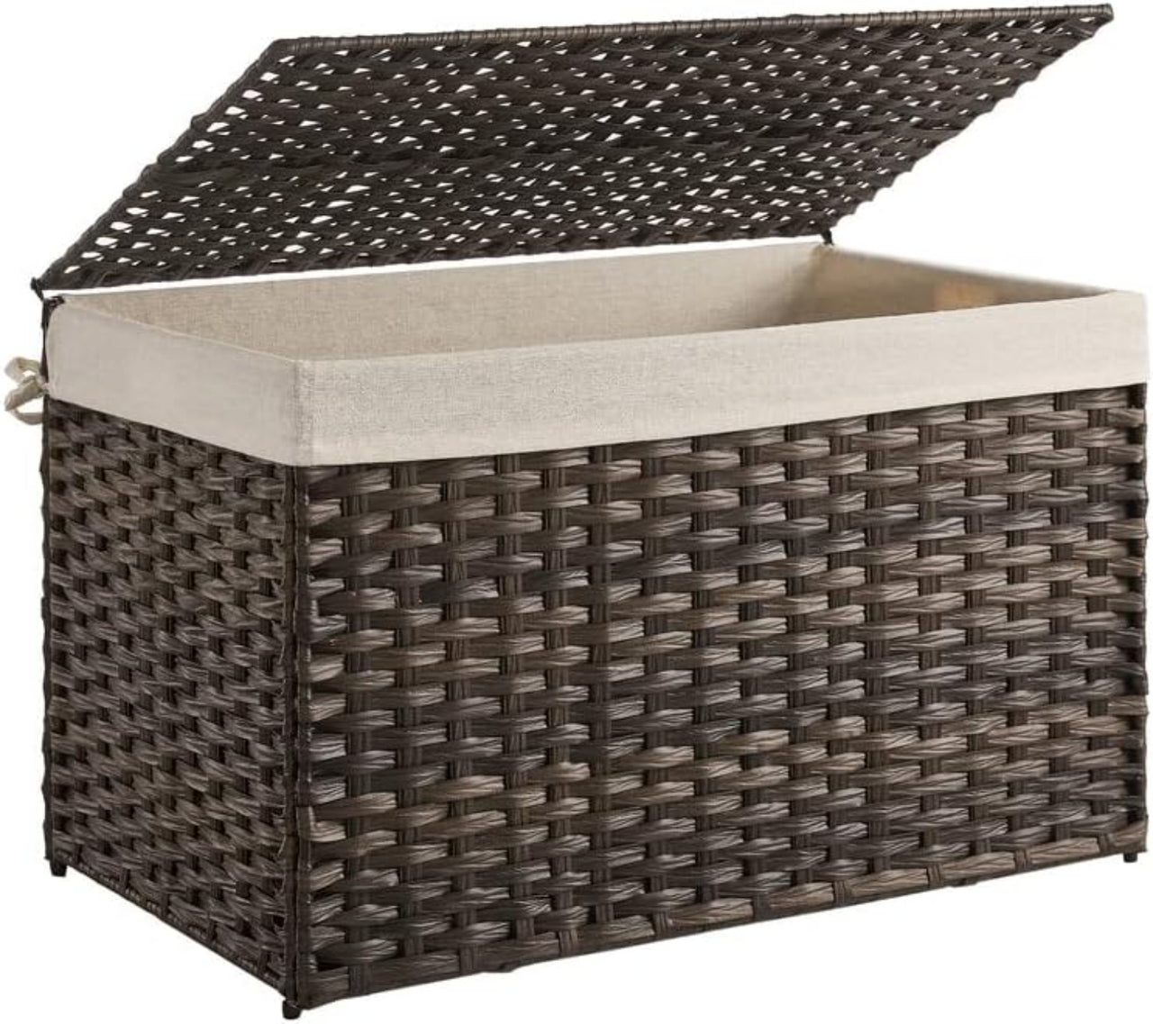 SONGMICS Storage Basket with Lid 160L Metal Frame Brown