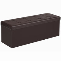 Thumbnail for SONGMICS 110cm Folding Ottoman Bench Footrest Brown