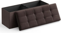 Thumbnail for SONGMICS 109cm Folding Storage Ottoman Bench with Storage Space Brown